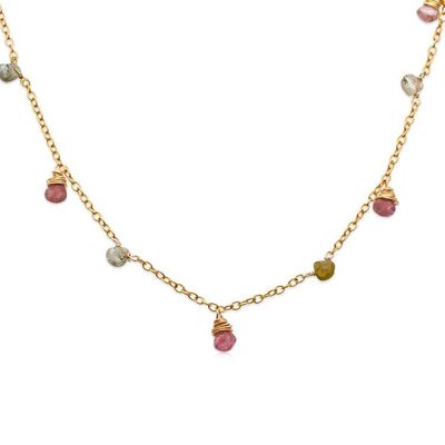 Alternate image for Gold-Plated Jewelry Set with Colorful Tourmaline Droplets Dazzling Droplets