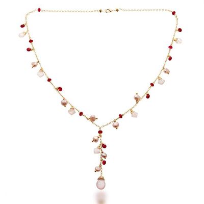 Alternate image for 14k Gold-Plated Rose Quartz Cultured Pearl Agate Jewelry Set Cascading Glamour