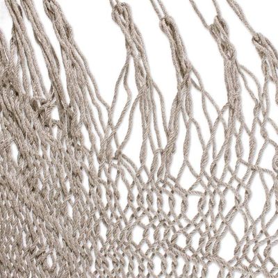 Alternate image for Tasseled Beige Cotton Rope Mayan Hammock Swing from Mexico Ocean Seat in Ivory