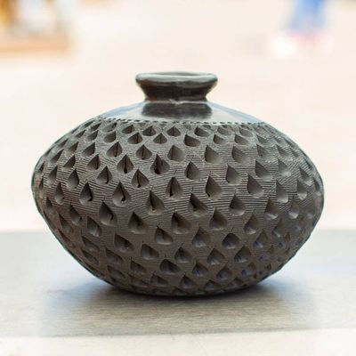 Alternate image for Handmade Black Clay Decorative Vase Bartolo Black