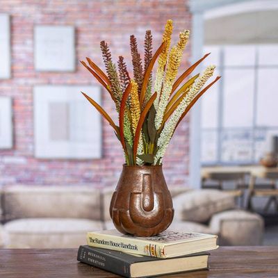 Alternate image for Handcrafted Curved Motif Copper Vase from Mexico Curved Sequence