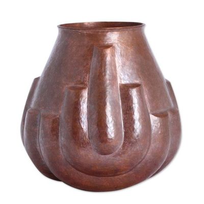 Alternate image for Handcrafted Curved Motif Copper Vase from Mexico Curved Sequence