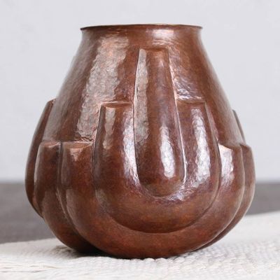 Alternate image for Handcrafted Curved Motif Copper Vase from Mexico Curved Sequence