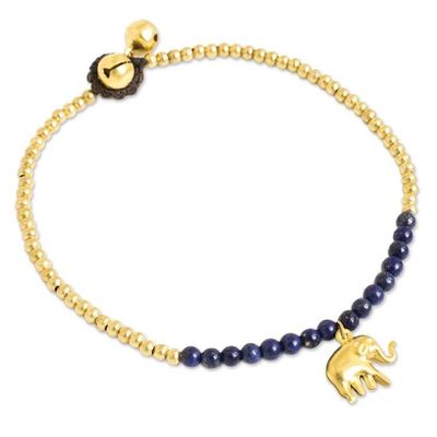 Alternate image for Lapis Lazuli Elephant Charm Beaded Brass Anklet Stylish Elephant