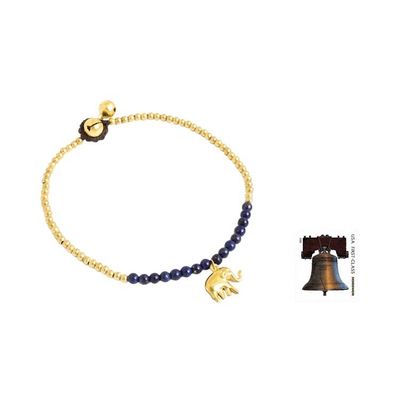 Alternate image for Lapis Lazuli Elephant Charm Beaded Brass Anklet Stylish Elephant