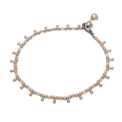 Alternate image for Orange Quartz Beaded Charm Anklet from Thailand Bohemian Shower in Orange