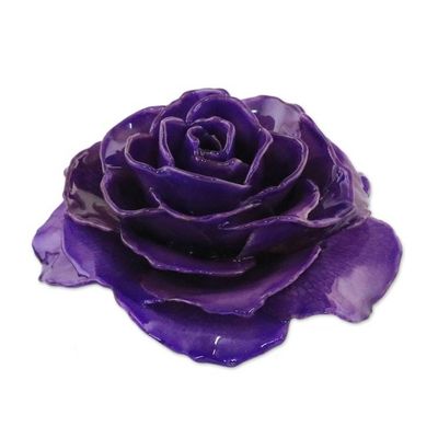 Alternate image for Artisan Crafted Natural Rose Brooch in Purple from Thailand Rosy Mood in Purple