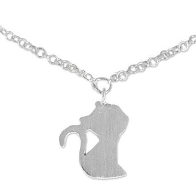 Alternate image for Cat Theme Thai Artisan Crafted Sterling Silver Anklet Kitty Cat Charm