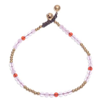 Alternate image for Rose Quartz and Carnelian Beaded Anklet Sweetest Friend