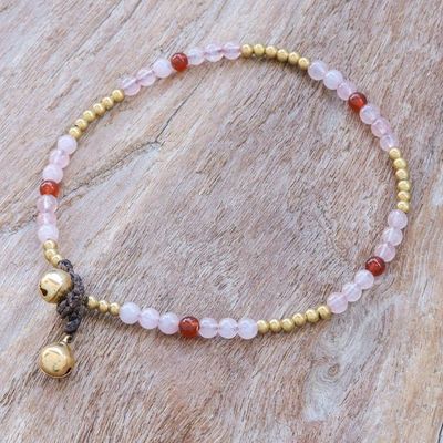Alternate image for Rose Quartz and Carnelian Beaded Anklet Sweetest Friend
