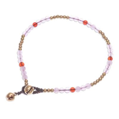 Alternate image for Rose Quartz and Carnelian Beaded Anklet Sweetest Friend