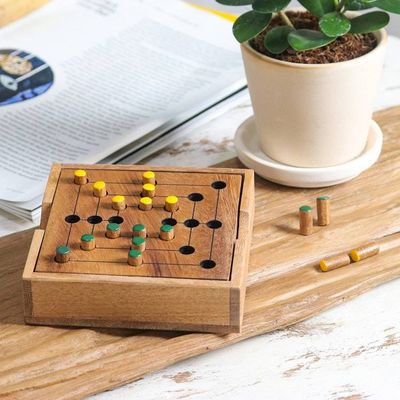 Alternate image for Hand Made Wood Pegs Board Game from Thailand Strategy Square
