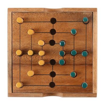 Alternate image for Hand Made Wood Pegs Board Game from Thailand Strategy Square