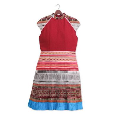 Alternate image for Hmong Hill Tribe-Inspired Cotton Blend Sheath Dress in Red Red Heirloom