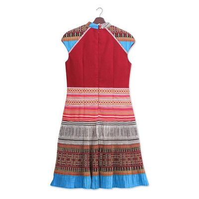 Alternate image for Hmong Hill Tribe-Inspired Cotton Blend Sheath Dress in Red Red Heirloom