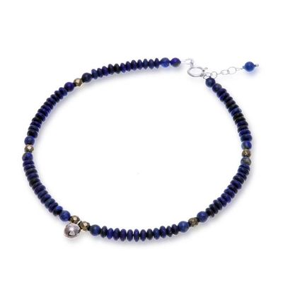 Alternate image for Bohemian-Inspired Lapis Lazuli and Hematite Beaded Anklet Regal Senses