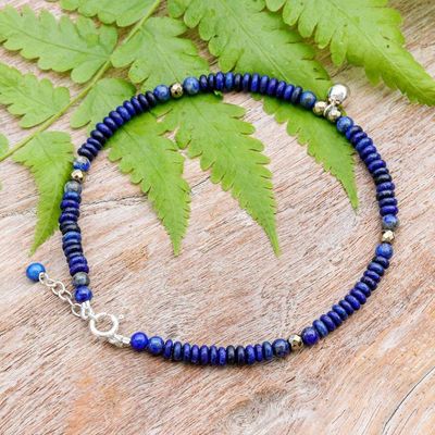 Alternate image for Bohemian-Inspired Lapis Lazuli and Hematite Beaded Anklet Regal Senses