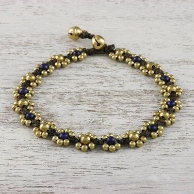 Alternate image for Lapis Lazuli Adjustable Beaded Anklet from Thailand Musical Dream