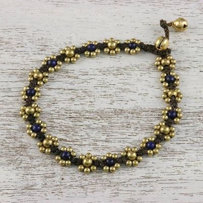 Alternate image for Lapis Lazuli Adjustable Beaded Anklet from Thailand Musical Dream