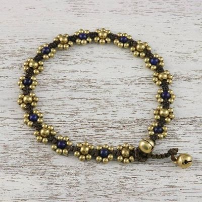 Alternate image for Lapis Lazuli Adjustable Beaded Anklet from Thailand Musical Dream