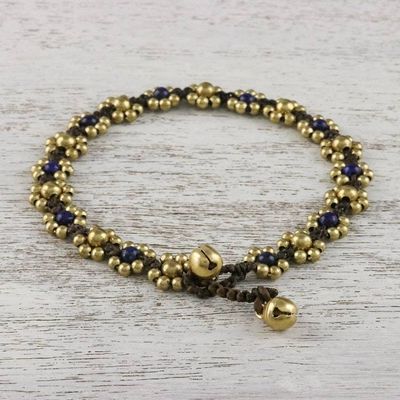 Alternate image for Lapis Lazuli Adjustable Beaded Anklet from Thailand Musical Dream