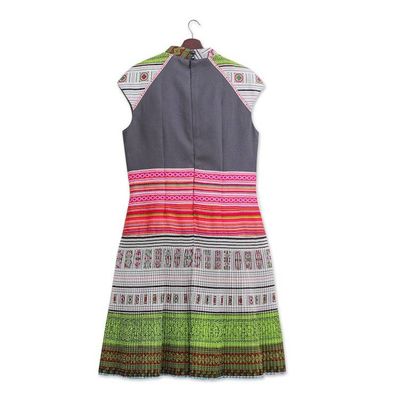 Alternate image for Hmong Hill Tribe-Inspired Cotton Blend Sheath Dress in Grey Grey Heirloom