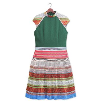 Alternate image for Hmong Hill Tribe-Inspired Cotton Blend Sheath Dress in Green Green Heirloom