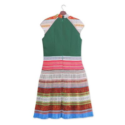 Alternate image for Hmong Hill Tribe-Inspired Cotton Blend Sheath Dress in Green Green Heirloom