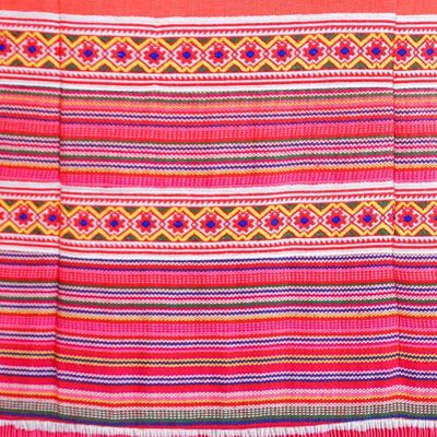 Alternate image for Hmong Hill Tribe-Inspired Cotton Blend Orange Sheath Dress Orange Heirloom