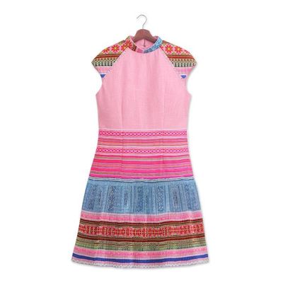 Alternate image for Hmong Hill Tribe-Inspired Blush Cotton Blend A-Line Dress Blush Heirloom