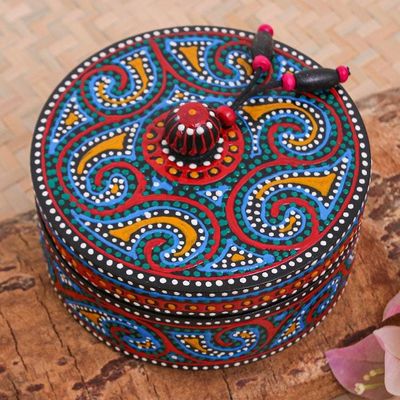 Alternate image for Hand-Painted Mango Wood Decorative Box in Blue Blue Specks