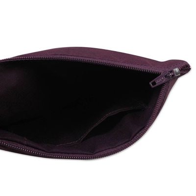 Alternate image for Maroon Cotton Blend Cosmetic Cases from Thailand pair Exotic Lisu in Wine