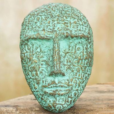 Alternate image for Tribal Style Handmade Recycled Paper Wall Mask from Thailand Face of Tradition II