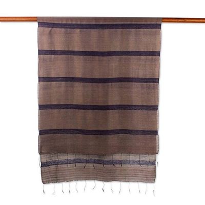 Alternate image for Hand Woven Silk and Rayon Striped Scarf from Thailand Friendly Stripes