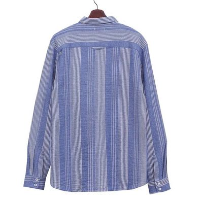 Alternate image for Mens Striped Blue and White Cotton Collared Shirt Stylish Staple in Blue