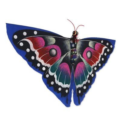 Alternate image for Hand Painted Nylon Blue Balinese Butterfly Kite Tropical Butterfly