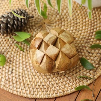 Alternate image for Javanese Artisan Crafted Wooden Block Puzzle Big Pillow