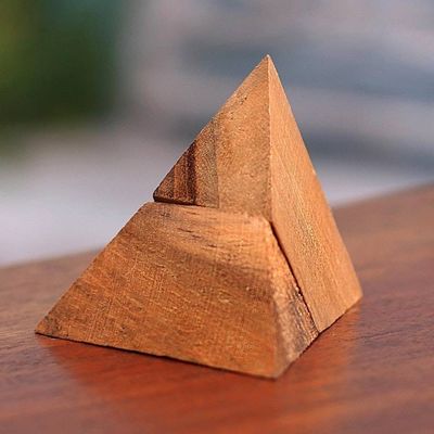 Alternate image for Handcarved Teak Wood Pyramid Puzzle from Java Enchanting Pyramid