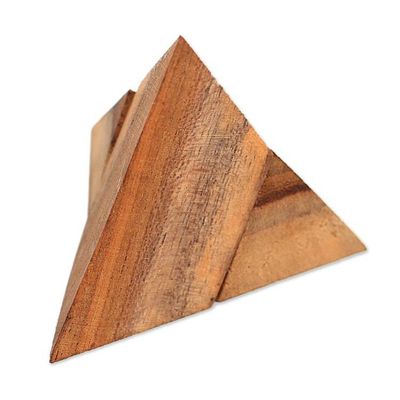 Alternate image for Handcarved Teak Wood Pyramid Puzzle from Java Enchanting Pyramid