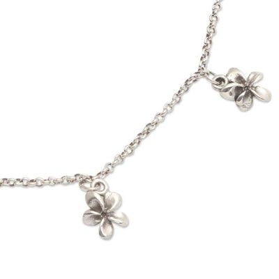 Alternate image for Hand Crafted Sterling Silver Jepun Flower Charm Anklet Shining Jepun