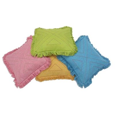 Alternate image for Triangle Pattern 100 Cotton Cushion Cover Set of 4 Triangle in Pastels
