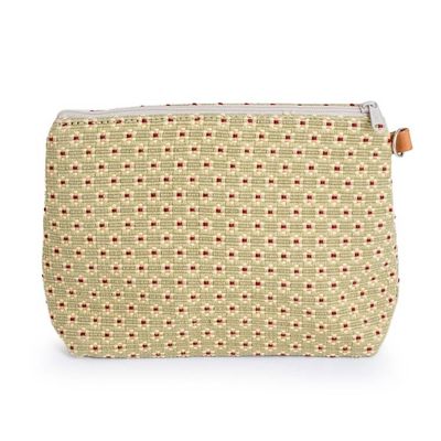 Alternate image for Spring-Themed Floral Cotton Cosmetic Bag with Leather Accent Spring Ditsy