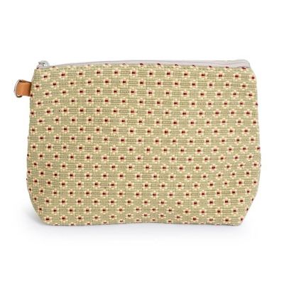 Alternate image for Spring-Themed Floral Cotton Cosmetic Bag with Leather Accent Spring Ditsy
