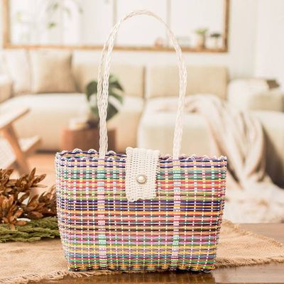 Alternate image for Multicolored Eco-Friendly Hand-Woven Tote Bag from Guatemala Colors of Joy