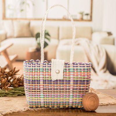 Alternate image for Multicolored Eco-Friendly Hand-Woven Tote Bag from Guatemala Colors of Joy