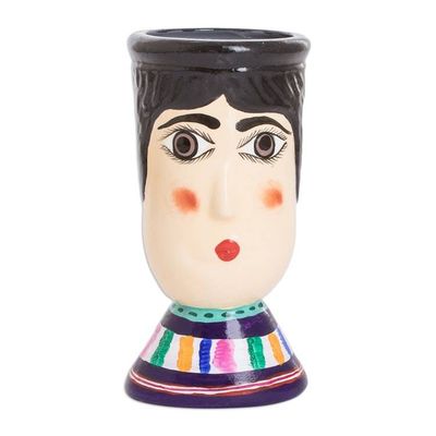 Alternate image for Hand-Painted Vibrant Ceramic Flower Pot from Guatemala San Bartolos Giant