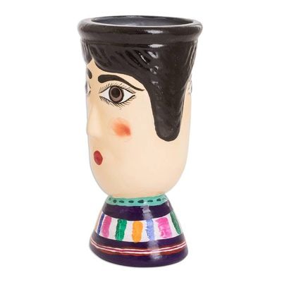 Alternate image for Hand-Painted Vibrant Ceramic Flower Pot from Guatemala San Bartolos Giant