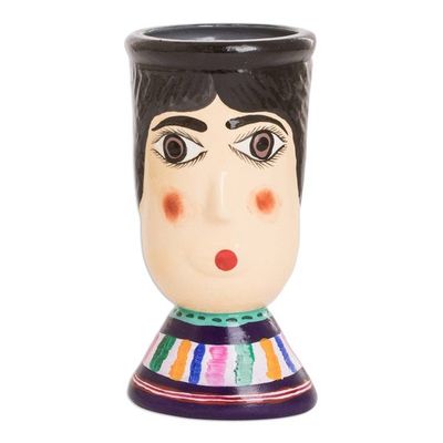 Alternate image for Hand-Painted Vibrant Ceramic Flower Pot from Guatemala San Bartolos Giant