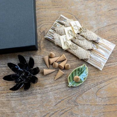 Alternate image for Boxed Aromatherapy Incense and Holder Set Blooming Lotus in Black