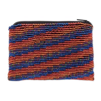 Alternate image for Striped Beaded Coin Purse Handcrafted in Guatemala Sparkling Stripes